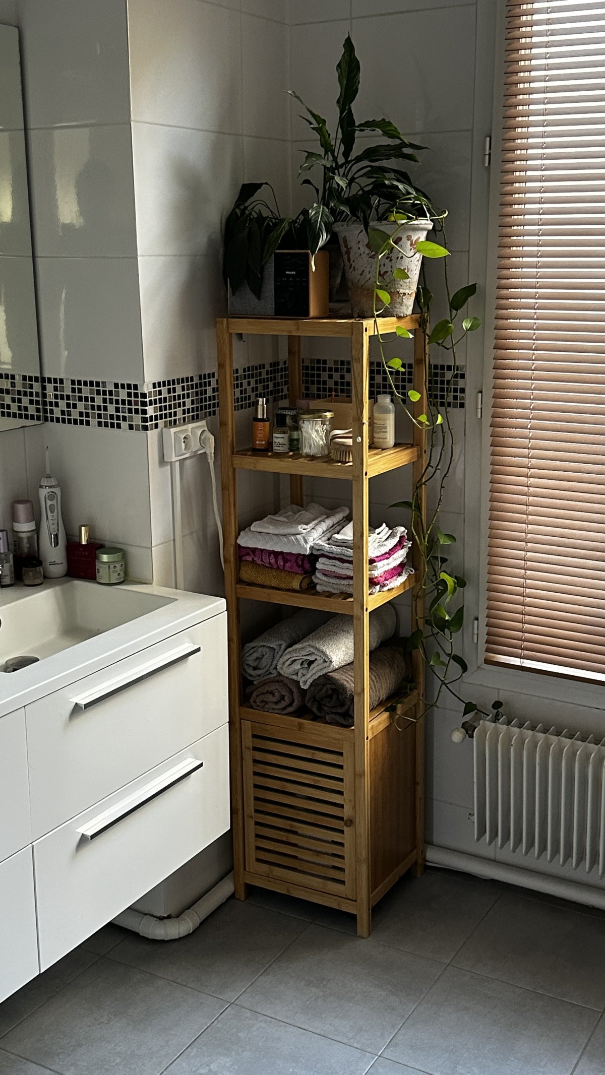 Tour en bois pour salle de bain